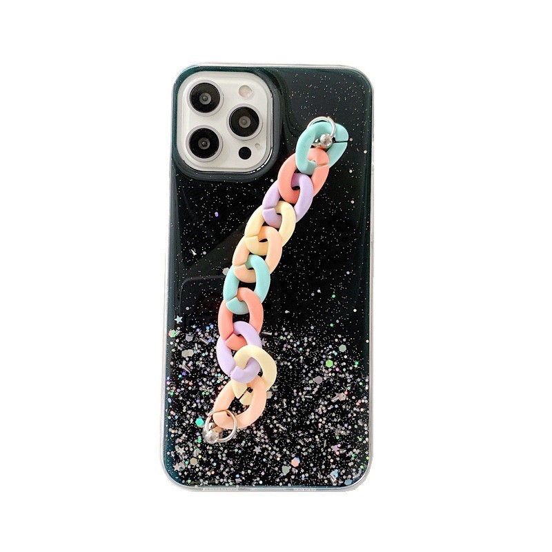 Glitter Case with Chain Pastel Oppo A15s Reno 5 5F 4 4F 3 8 8Z 8 PRO 7 6 A57 A16 A12 A15