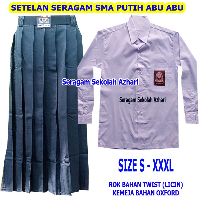 Stelan Seragam SMA Perempuan Rok Rempel-Seragam SMA Putih Abu Abu Perempuan-Seragam Sekolah SMA