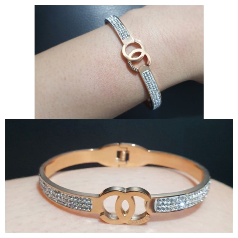 Gelang Titanium Asli Channel Rosegold Premium Anti Karat Anti Alergi Bracelet Stainless Steel Ori 20193