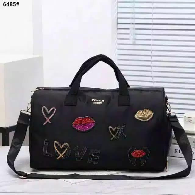 TAS BRANDED ORIGINAL 100% Victoria’s Secret Patch LOVE WITH SHOES Travel Bag CEWEK WANITA JAKARTA
