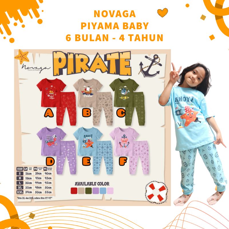 NOVAGA PIYAMA BABY BAYI SET STELAN BAJU ANAK BAYI BABY HARIAN MAIN KAOS BAJU TIDUR 6 7 8 9 10 11 12 