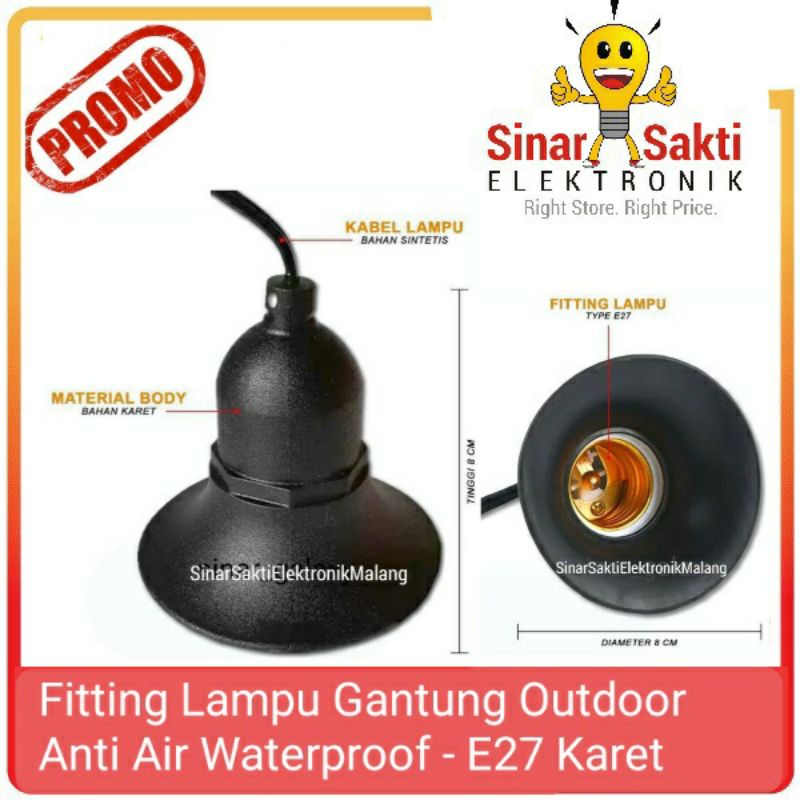 Fitting Lampu Gantung Fiting Karet Outdoor Anti Air Waterproof E27