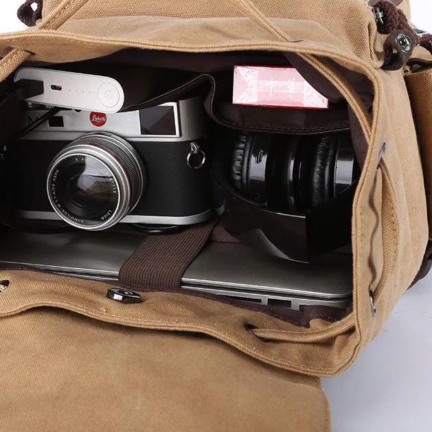 ❅ Tas 2022 Keren Pria Kanvas Ransel Perjalanan Vintage Pria Tas Sekolah Siswa Besar Laptop Kanvas Ra