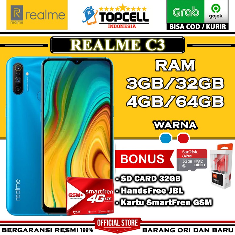 Realme C3 [3GB/32GB] - [4GB/64GB] Ram 3GB & 4GB Internal 32GB & 64GB Blue Red