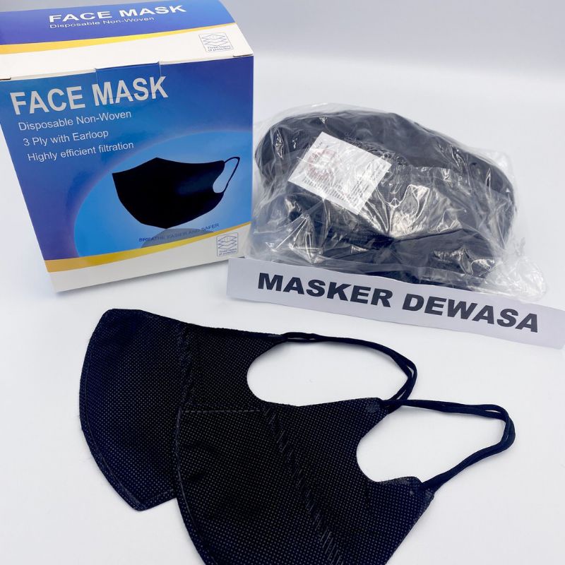 Masker duckbill hitam, masker korea 3ply