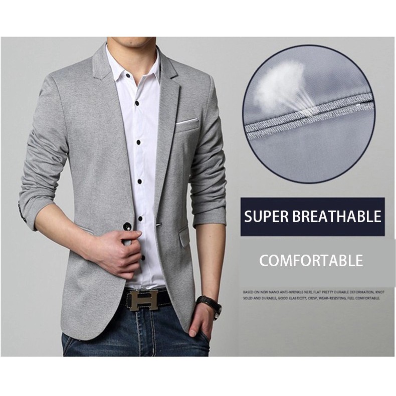 BLAZER PRIA SLIM FIT MODERN CASUAL SUIT IN GREY HIGH TWIST PREMIUM QUALITY