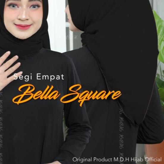✽ hijab segi empat polos jilbab bella square polycotton - Hitam ✦