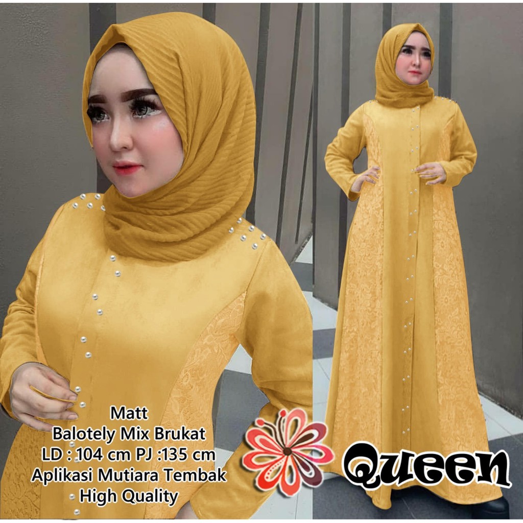 COD ✔ MAXI DRESS QUEEN / MAXI QUEEN MUTE MUTIARA LD104 / PAKAIAN WANITA MUSLIM / FASHION HIJAB