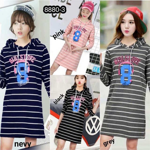 Terusan salur Girl love tangan pj,ada topi