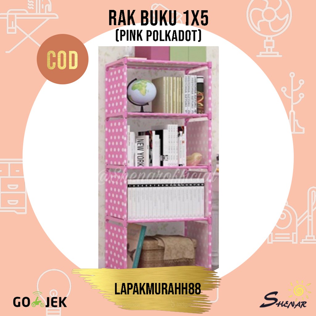 RAK BUKU PORTABLE/RAK SERBAGUNA/RAK BONGKAR PASANG/RAK MULTIFUNGSI MOTIF 1x5 (5 SUSUN)