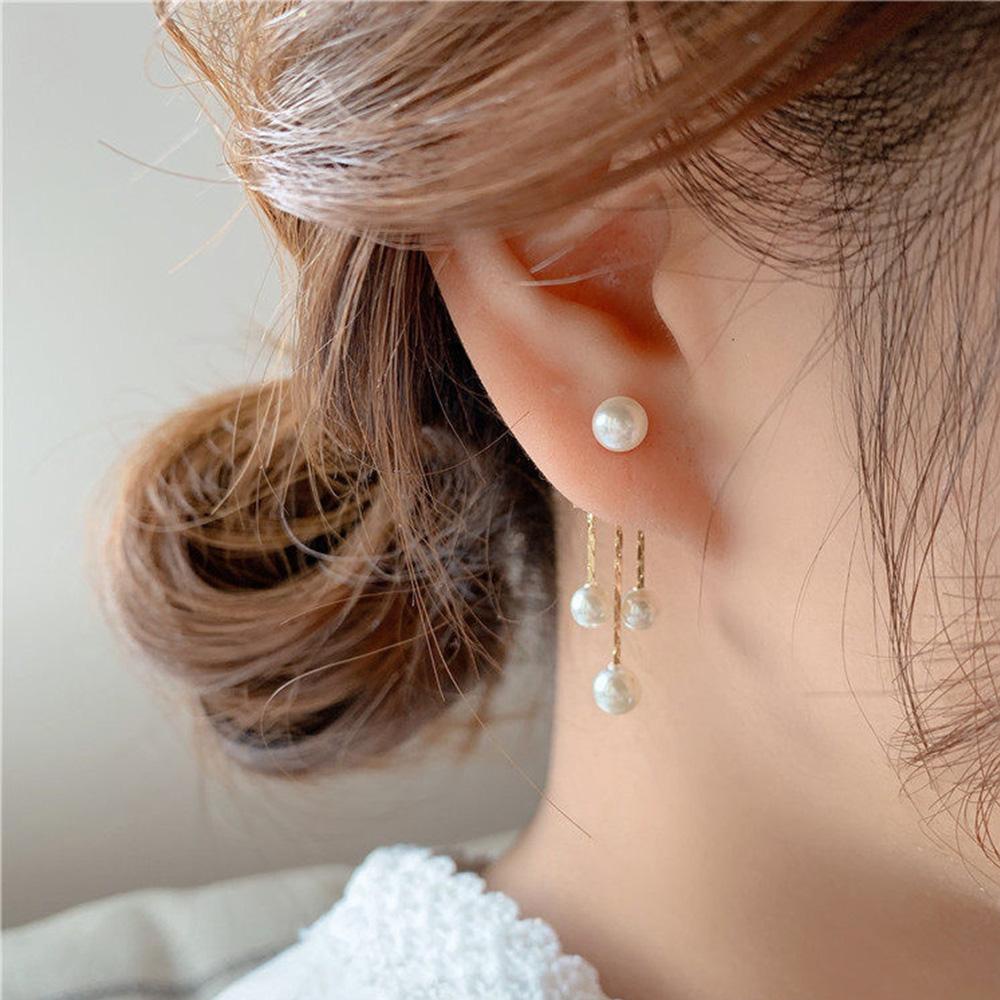 Needway Anting Stud Wanita Shinny Rumbai Depan Dan Belakang Kristal Women Jewelry