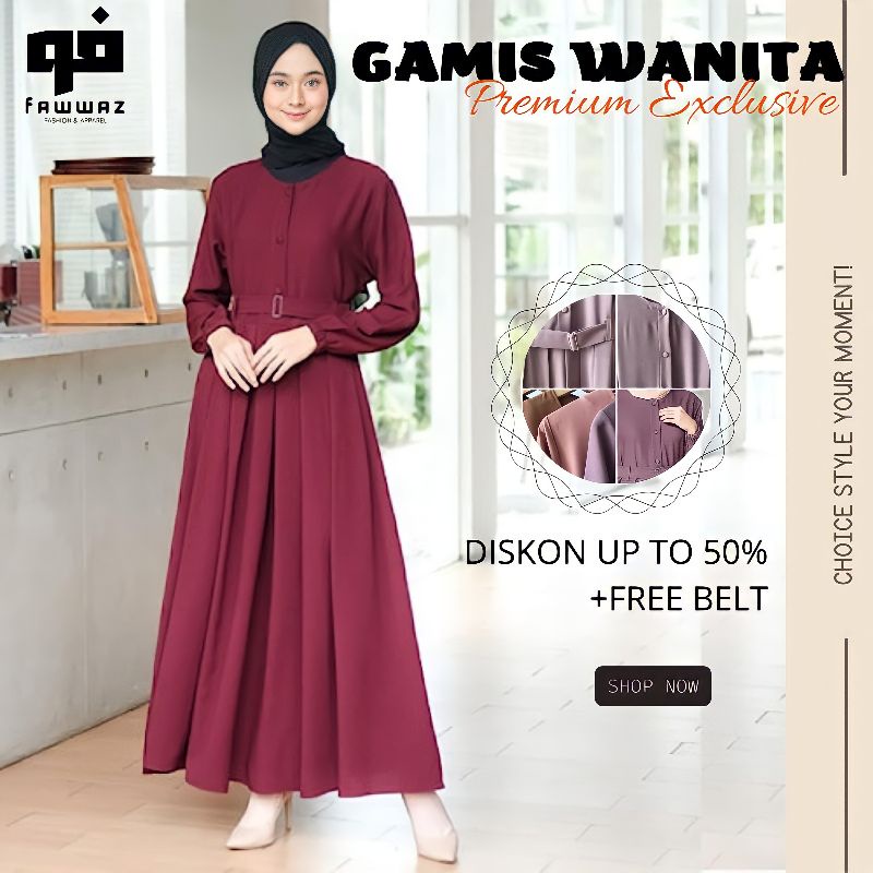 Setelan Baju Gamis Wanita Muslim Fashion Perempuan Dewasa Remaja Ibu Busui Gamis Pesta Modern Terbar