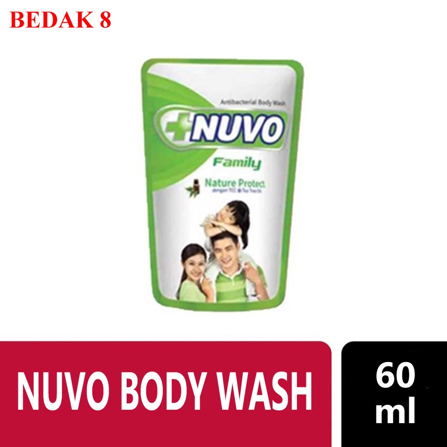 Nuvo Sabun Mandi Cair Anti Bakterial Pouch 60 ml/ Nuvo Body Wash Refil 60 ml
