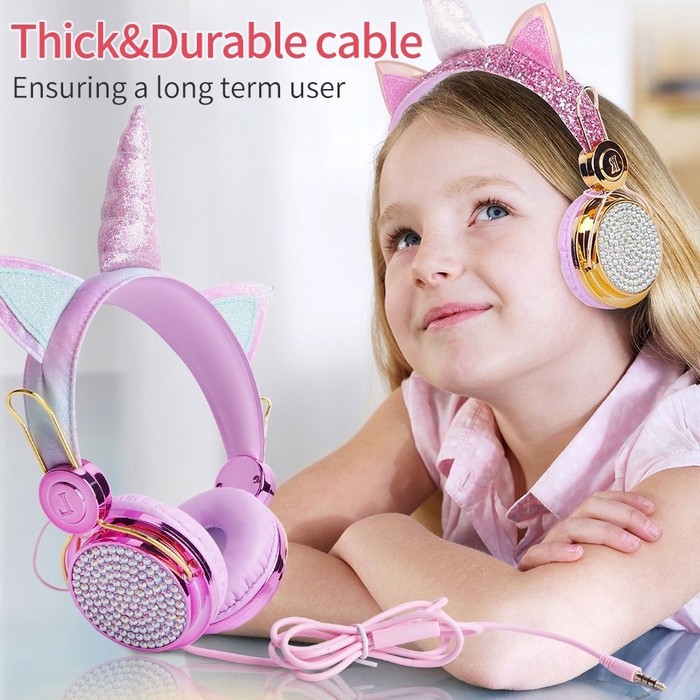 HGM-012 SOHA Headset Bando Cute Unicorn SWAROVSKI DIAMOND Kabel