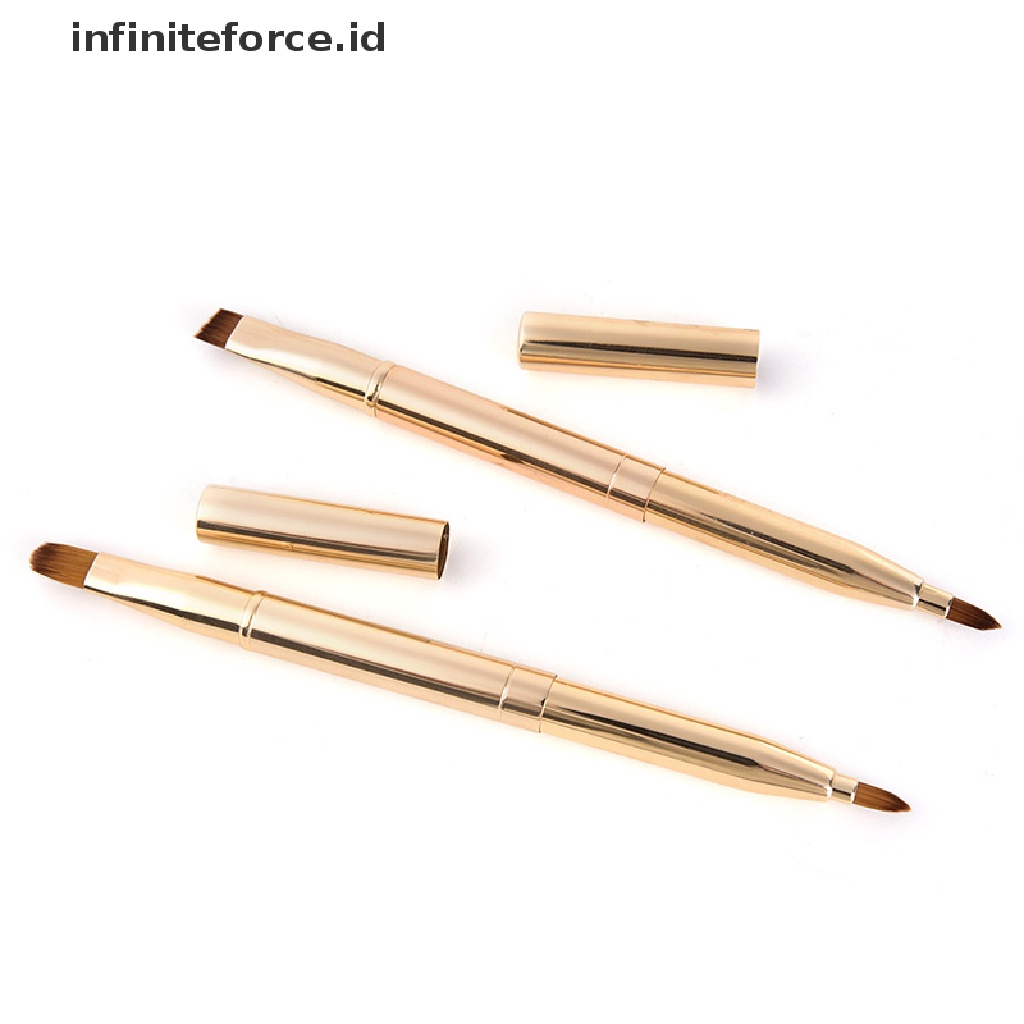 Infiniteforce.id Brush Makeup Retractable Kepala Ganda Untuk Eyeshadow / Eyeliner / Alis / Bibir