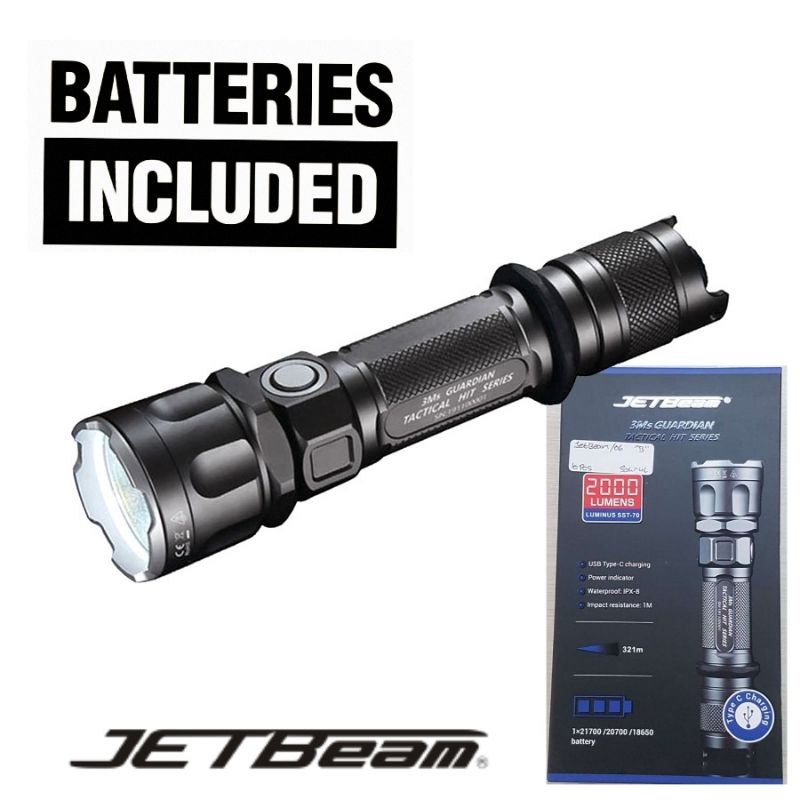 JETBeam 3Ms Guardian Flashlight Senter Tactical LED SST-70 2000 Lumens
