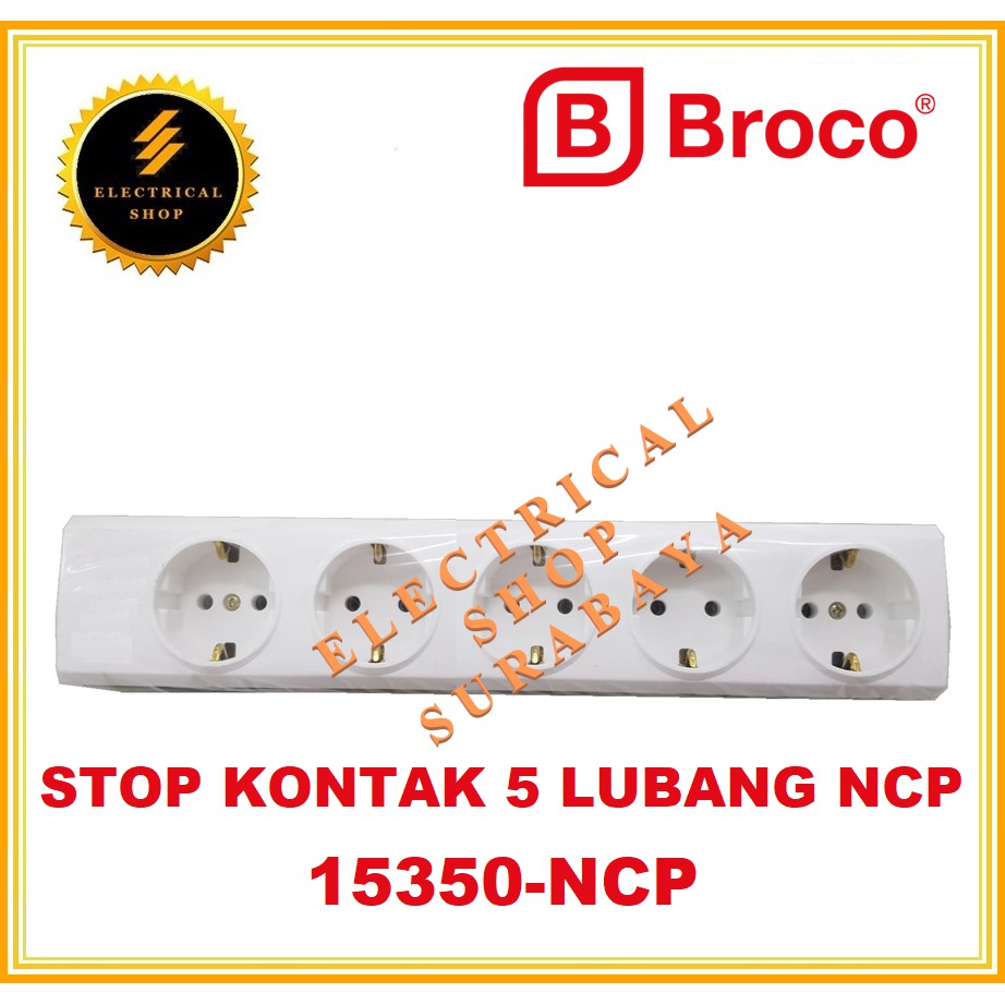 BROCO STOP KONTAK ARDE NON CP 5 LUBANG PUTIH 15350 (HARGA GROSIR) 1535055 NCP SNI ORIGINAL ORI MURAH