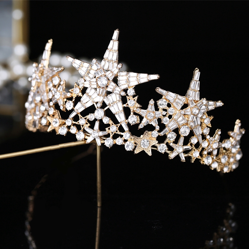 Deartiara Mahkota Crystal Star Tiara Crown for Wedding/Party/Prom