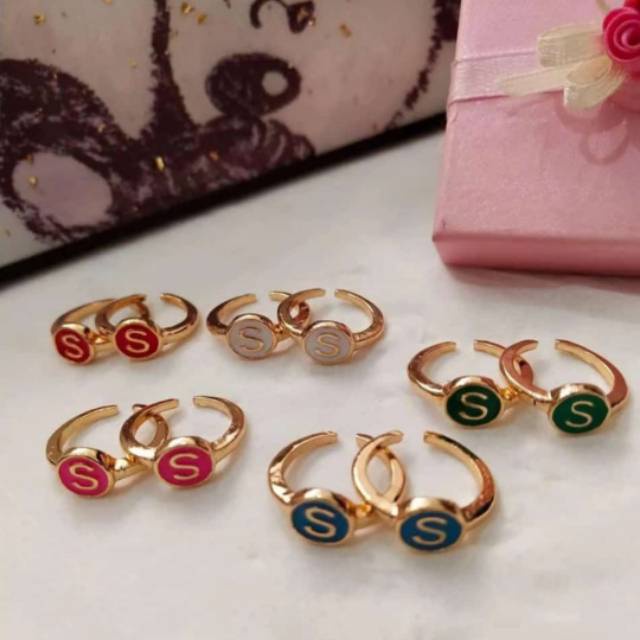 Cincin Huruf Anak Inisial Huruf Anak Lengkap Gold &amp; SIlver 780