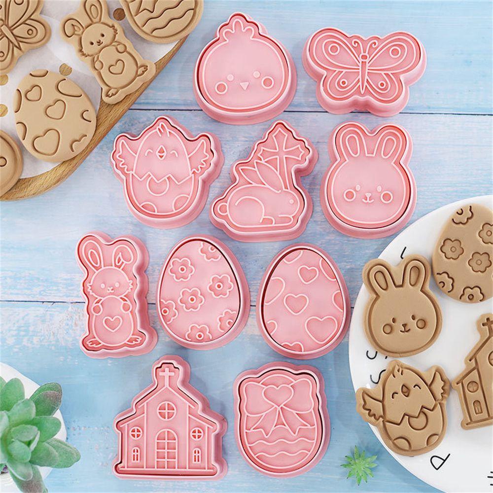 Solighter Easter Biscuit Mold Cetakan Kue Pesta DIY Dekorasi Bunny Molds Happy Easter Cookie Alat Rabbit Egg Biscuit