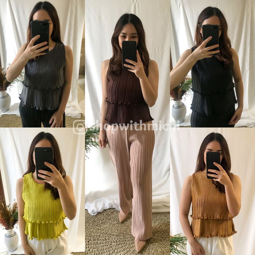 CORA TOP - Baju Bangkok Original / Atasan Casual Pleats Plisket Premium