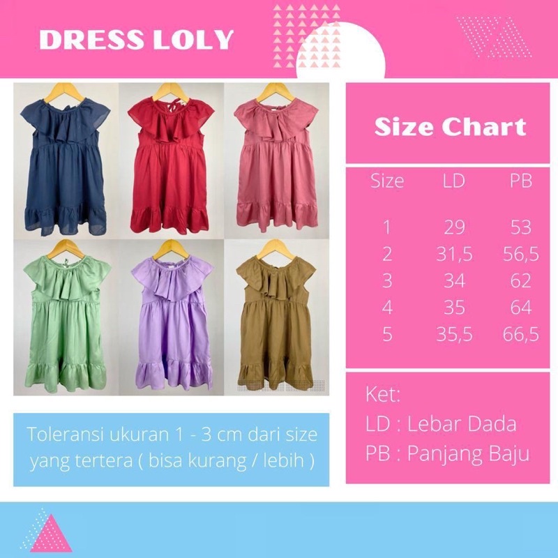 Dress Anak Loly Original Rayon Baju Anak Perempuan Super Premiuma