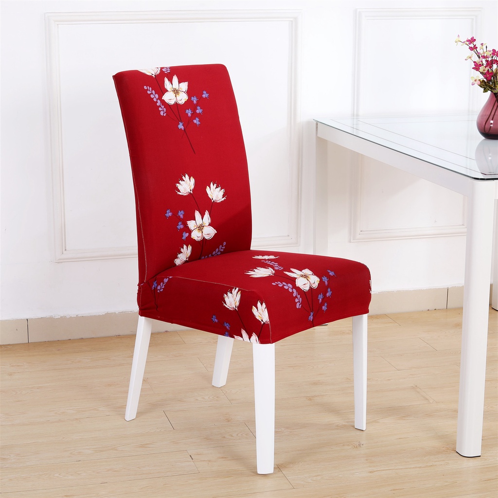 Mi.more 4pcs Sarung Kursi Flower Patterns Elastic Chair Cover Removable Washable Dining Chair Cover Elastis Anti Slip Non Slip Kursi Penutup Dilepas Dicuci Elastis Kursi Penutup Chair Cover