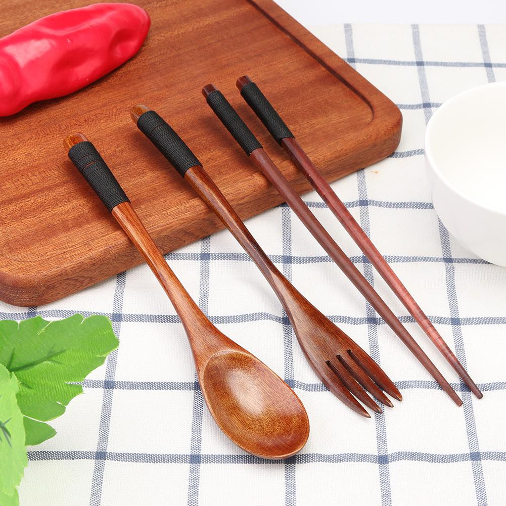 Set Sendok  Garpu Sumpit Kayu  Portable Gaya Jepang  