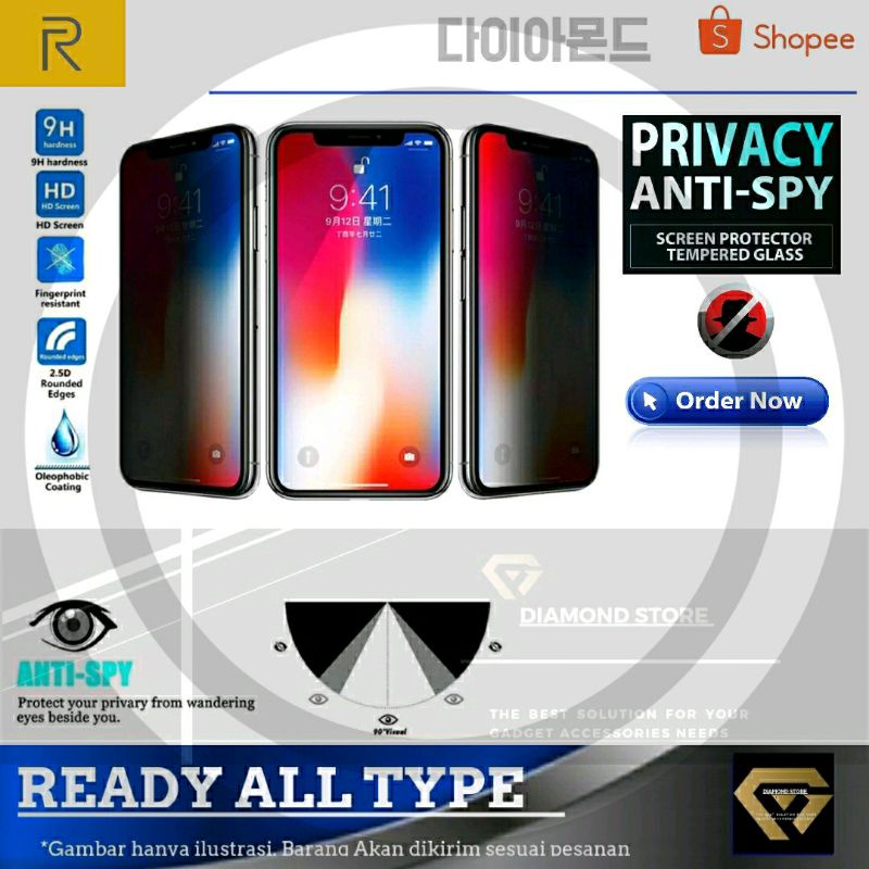 REALME ANTI SPY / TEMPERED GLASS / SCREEN GUARD / TG / PELINDUNG LAYAR REALME 2 3 PRO 5 5 PRO 6 7 8i REALME 8 9 9 PRO  PRO+ 10 C2 C11 C17 C20 C21 C25 C31 C35 C30 NARZO 50 5G c33 10 PRO+ GT NEO 2 3 PRO MASTER EDITION c30s C55 C53