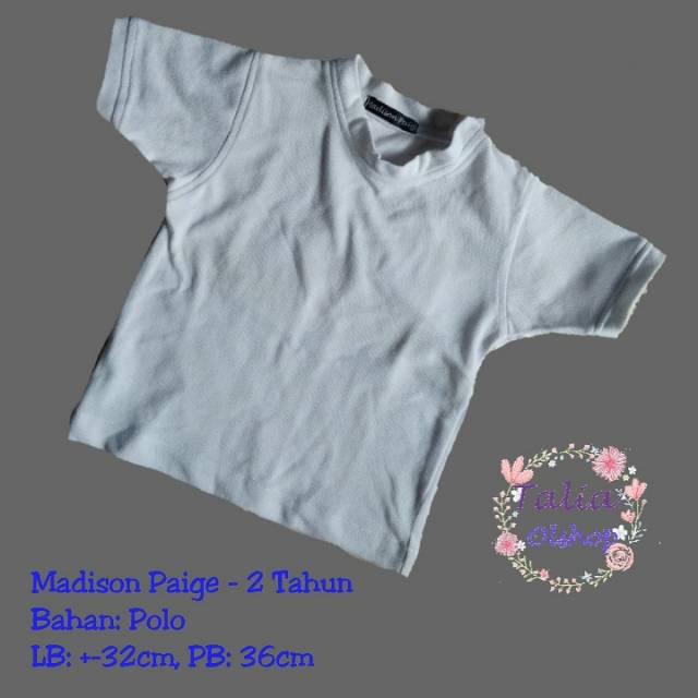 Baju Polo Anak Laki Putih Polos - Madison Paige - 2 Tahun