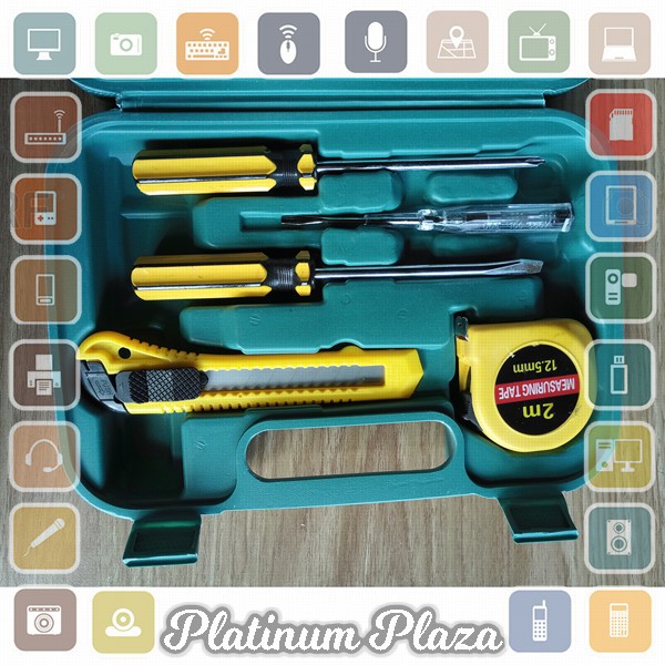 OnnFang Alat Set Perkakas Palu Tang Obeng Cutter Meteran 8 in 1 - PE-HD1`R14L51-