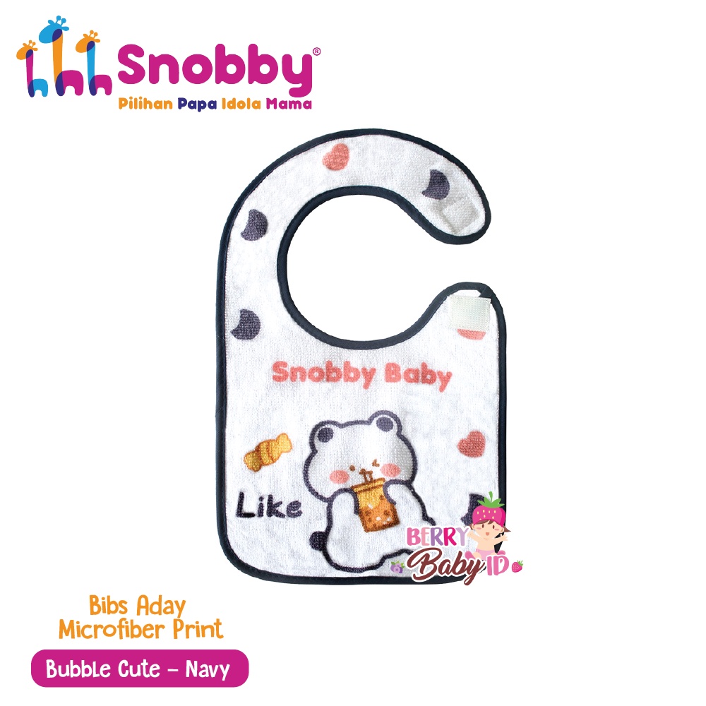 Snobby Bibs Aday Microfiber Print Motif Slabber Celemek Makan Bayi Berry Mart