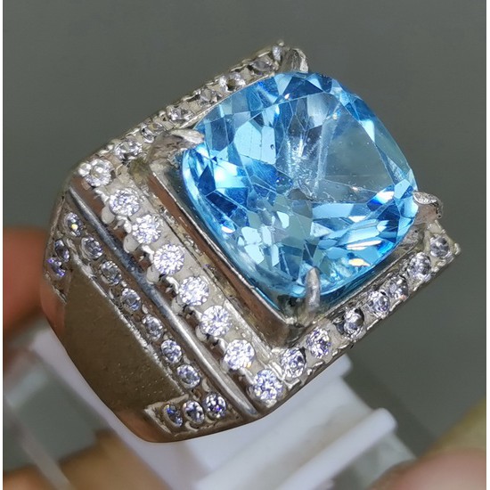BATU CINCIN PERMATA TOPAZ RING PERAK ASLI