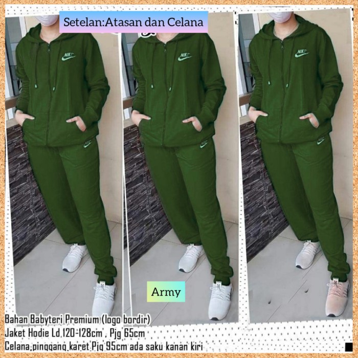 setelan olahraga wanita jumbo baju+celana do it senam aerobik army