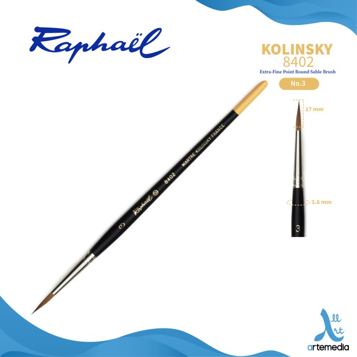 

Kuas Lukis Raphael 8402 Extra Fine Point Round Kolinsky Sable Brush - NO. 3