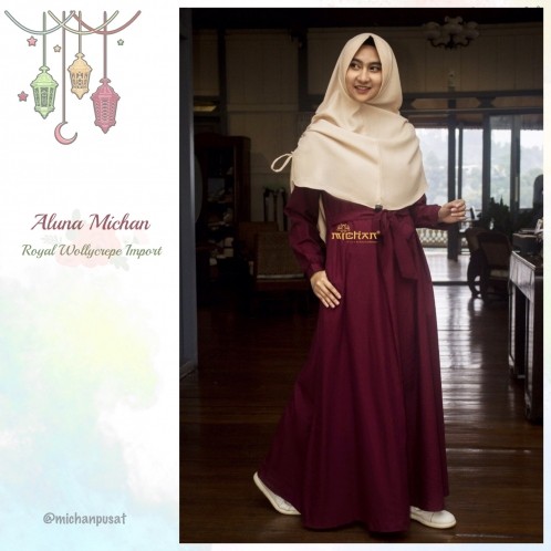 Gamis Cantik Syar i Aluna Wolly Dress Michan Premium & Dress Aluna by Michan & Gamis Michan Original