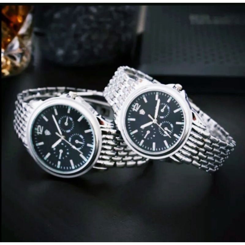 [DG] JAM TANGAN COUPLE/PASANGAN ROLEX NEW BRANDED TERBARU TALI RANTAI STAINLESS STEEL HARGA SUDAH SEPASANG