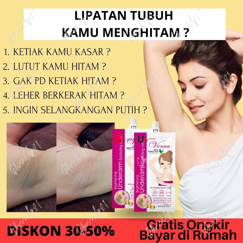 CREAM PEMUTIH KETIAK VIENNA BRIGHTENING UNDERARM EXFOLIATING CREAM 30ML - EXFOLIATING CREAM KRIM KETIAK