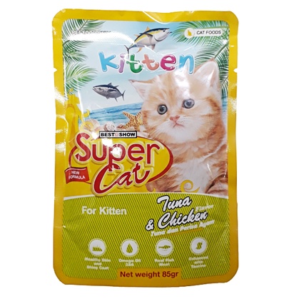 Makanan Kucing Super Cat Pouch KITTEN TUNA&amp;CHICKEN 85gr