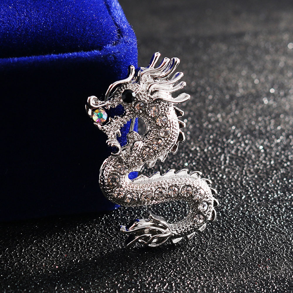 MXBEAUTY Fashion Corsage Vintage Suit Accessories Brooch Pins Gift 1 pcs Badge Retro Men's Dragon Jewelry/Multicolor