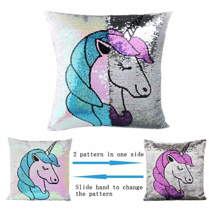 Sarung Bantal Sofa Sequin Unicorn 3 warna kwalitas Premium