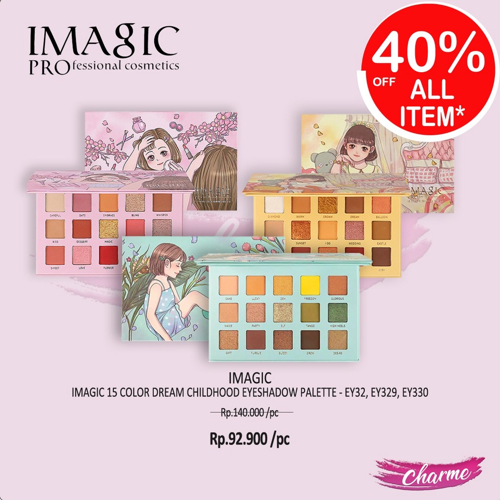 (READY) IMAGIC 15 Color Eyeshadow Palette Pink Sweet/Treasure Girl EY 328 329 330