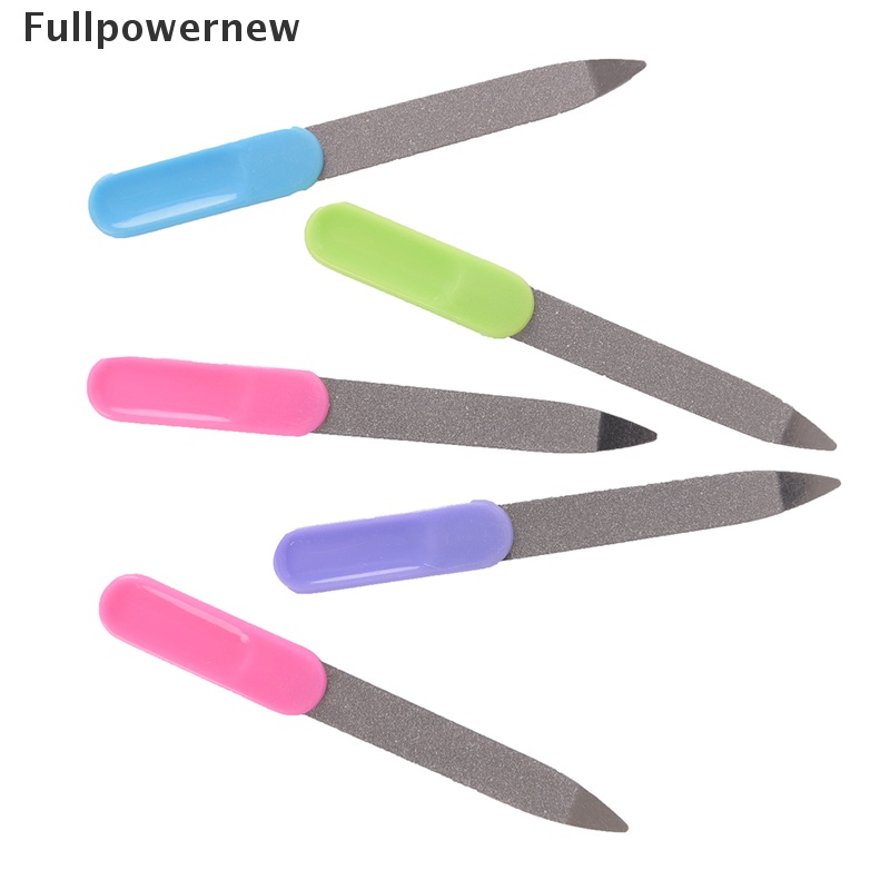 (FULL) 5pcs Kikir Kuku Dua Sisi Bahan Metal Gagang Plastik Untuk Manicure / Pedicure