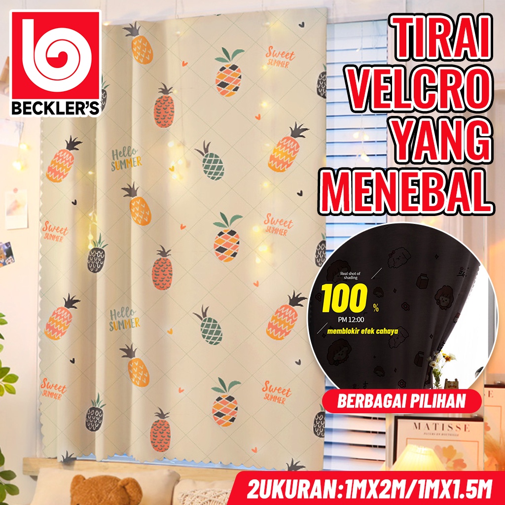 Tirai Gorden Magic Velcro Blackout 99% Tanpa Bor Paku Bahan Satin Tebal/ irai Hordeng Jendela Gorden Magic 2 UKURAN