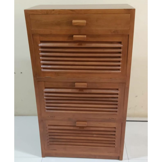 BUFET RAK PENYIMPANAN SEPATU SANDAL BUKU MINIMALIS RETRO BAHAN KAYU JATI TUA FINISHING NATURAL FURNITURE JEPARA-4