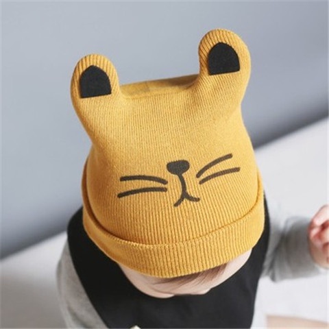 Topi Kupluk Anak Bayi Perempuan Laki Laki Import Premium Model Rajut Pompom Micky Beruang Border Kucing