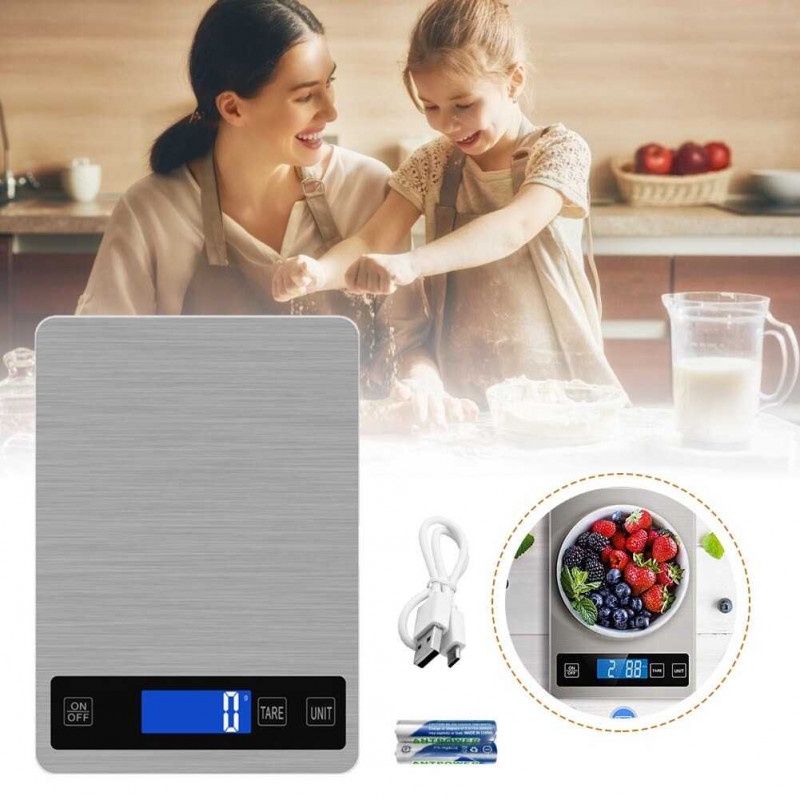 Timbangan Dapur Makanan Digital Kitchen Scale USB Rechargeable 15Kg