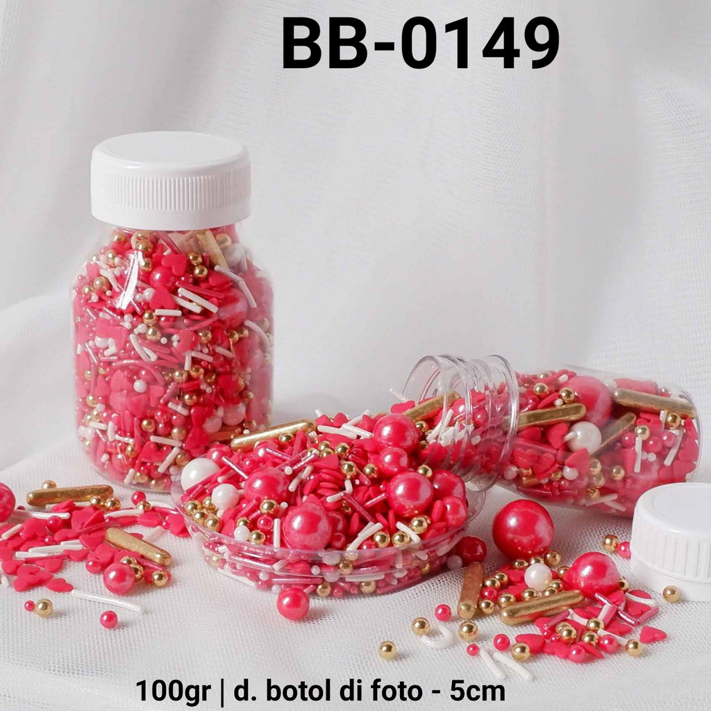 

BB-0149 Sprinkles sprinkle springkel 100gr mutiara mix merah emas yamama baking grosir murah sprinkles cake dekorasi mutiara trimit decoration story sprinklestory sprinklesstory sprinkle story yamama baking