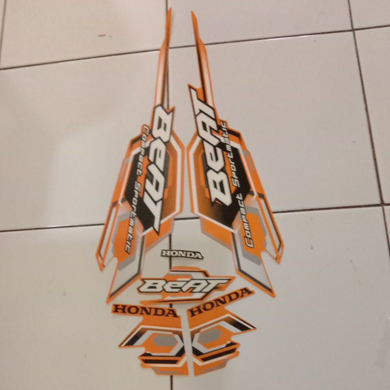 striping sticker Honda beat Karbu 2008 orange