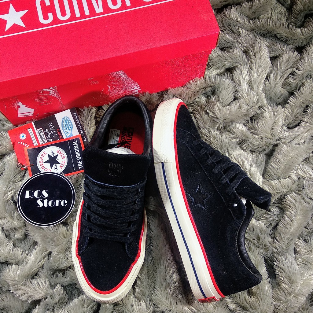  SEPATU  CONVERSE  ONE STAR SUEDE BLACK WHITE UNDEFEATED 